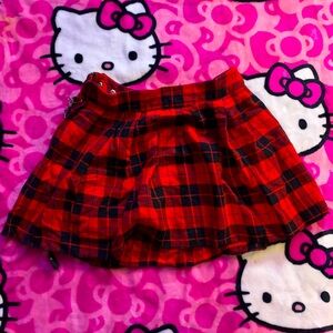 red plaid mini skirt